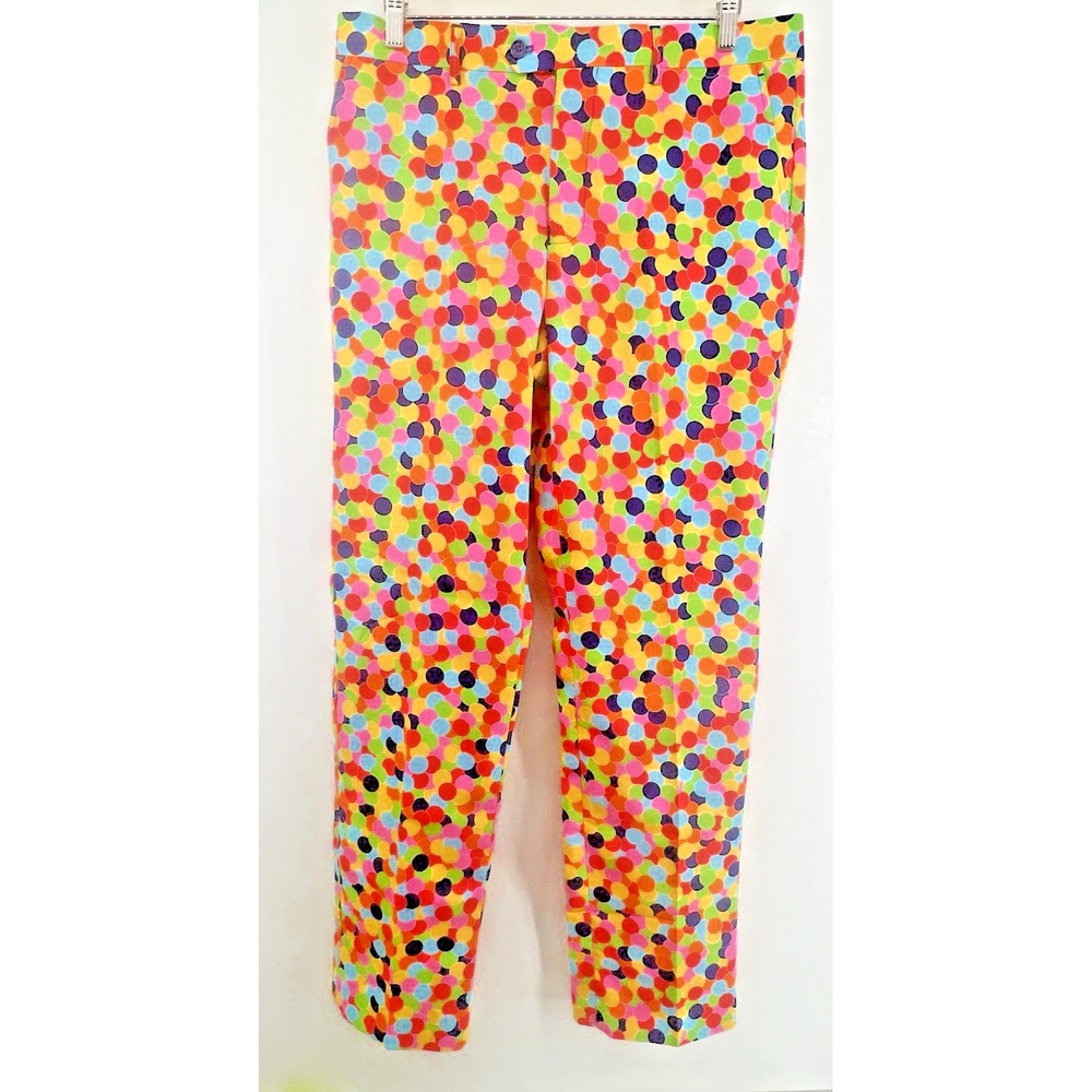 Oppo Suits 44 Polka Dot Pants Meas 36/33 Multicolor Polka Dots BRIGHT COLORS